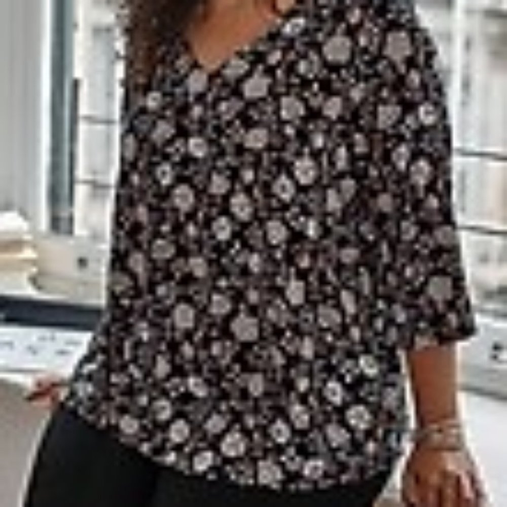 J. Jill Wearever NWOT V-Neck Black Paisley Print Top - Picture 10 of 10